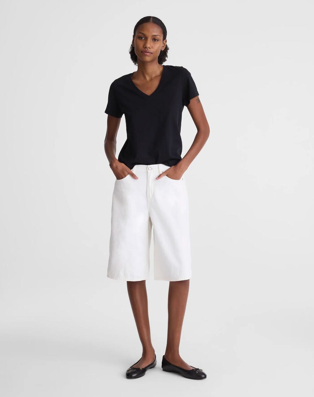 Madewell The V-Waist Bermuda Short in Tile White Size 28 NWT NZ013